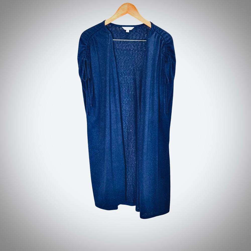 Time and Tru Women’s Light Knit Ruched Shoulder Royal Blue Duster sz XXL